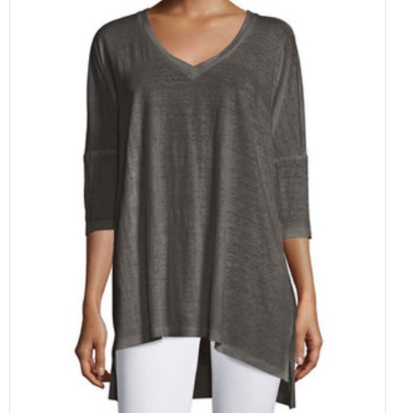 Eileen Fisher Linen Tunic Dolman V-neck Top S